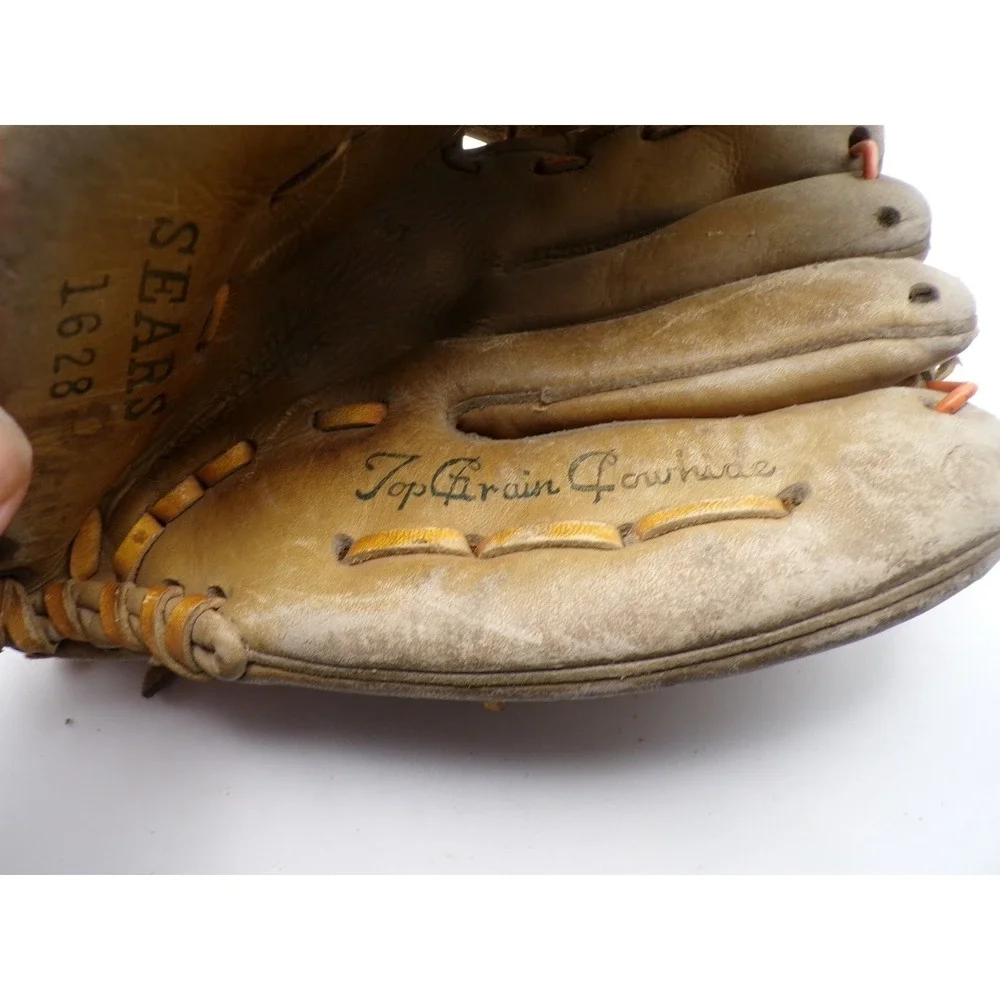 Vintage Sears‎ 1628 Top Grain Cowhide Baseball Glove Mitt Profile Pocket Display